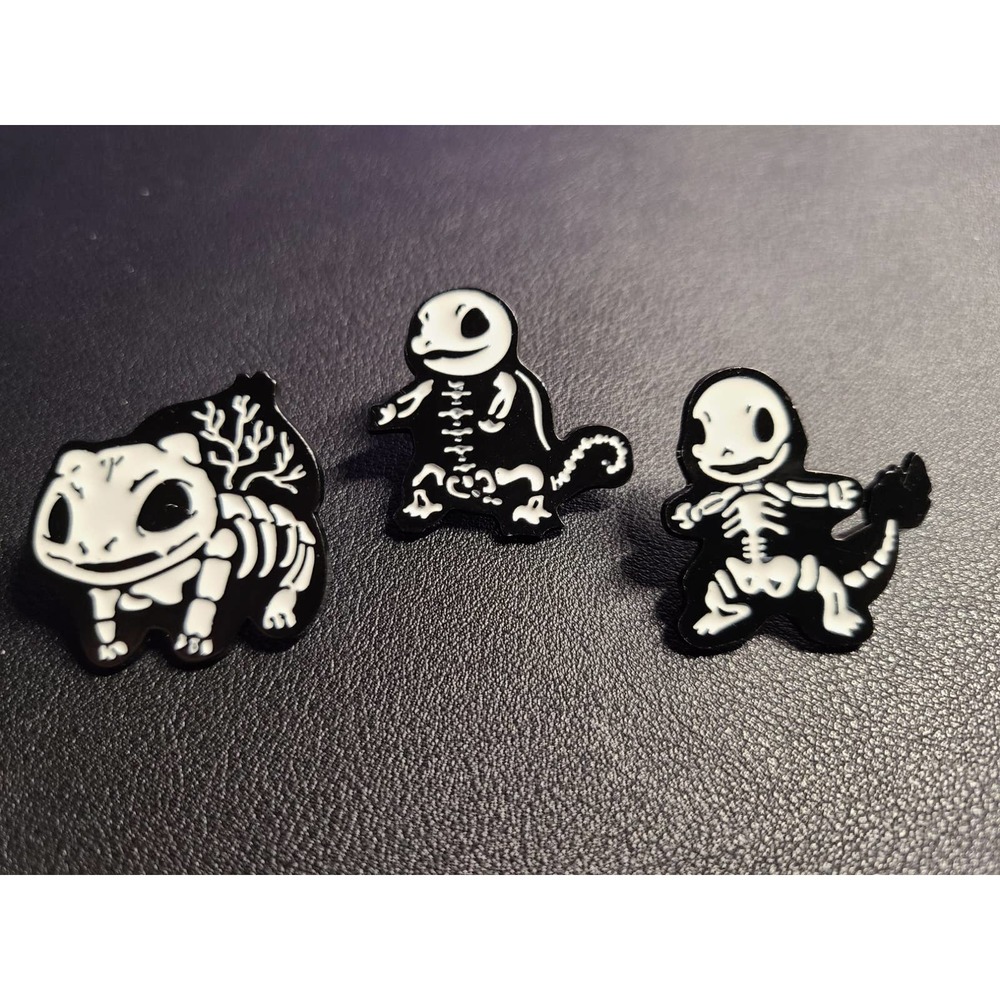 Spooky Skeleton Pokemon Pins - Kanto Starters